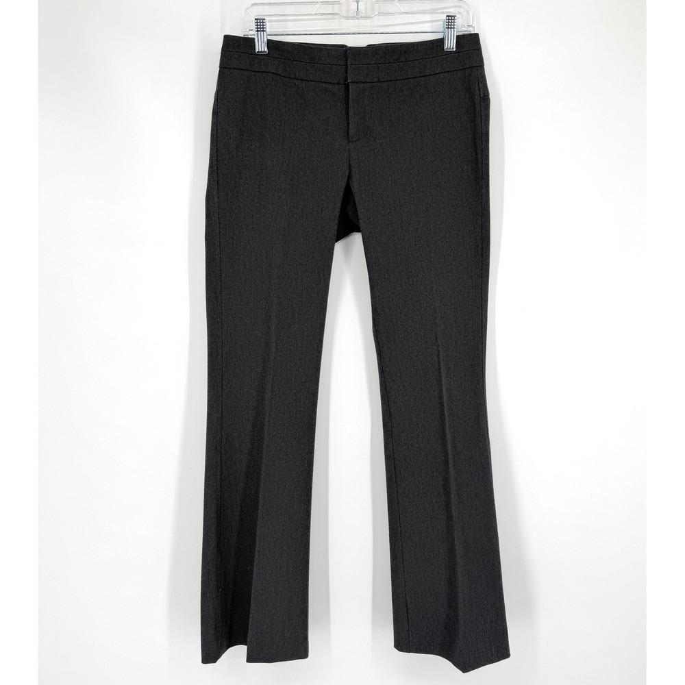 Ecru Stretch Cotton Blend Dress Pants Trousers‎ Charcoal Gray Low Rise Straight